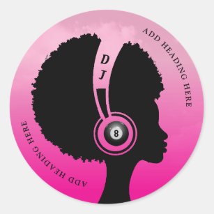 8Ball DJ Woman Classic Round Sticker
