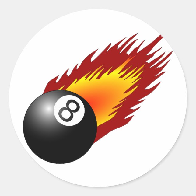 8Ball with flames Classic Round Sticker (Front)
