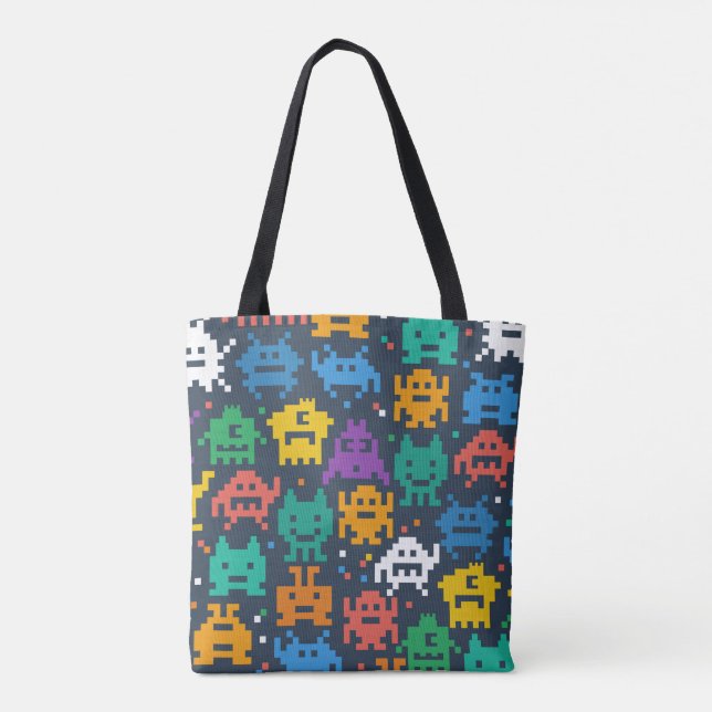 8bit aliens tote bag (Back)