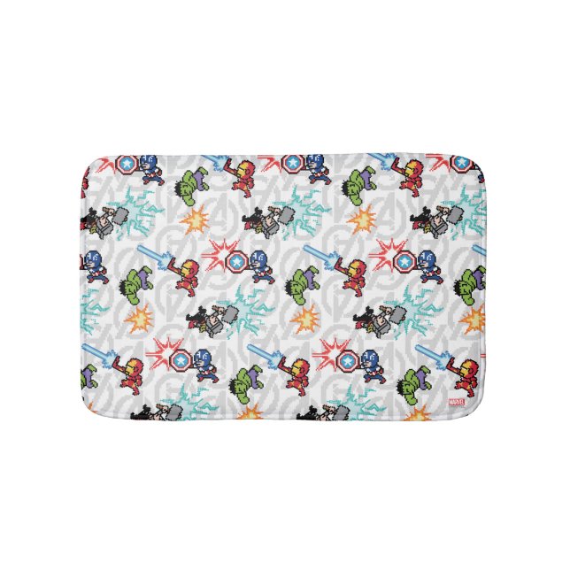 8Bit Avengers Attack Bathroom Mat (Front)