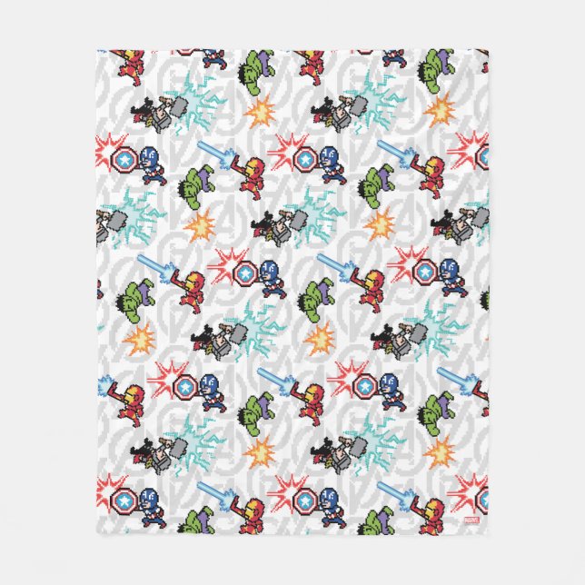 8Bit Avengers Attack Fleece Blanket (Front)