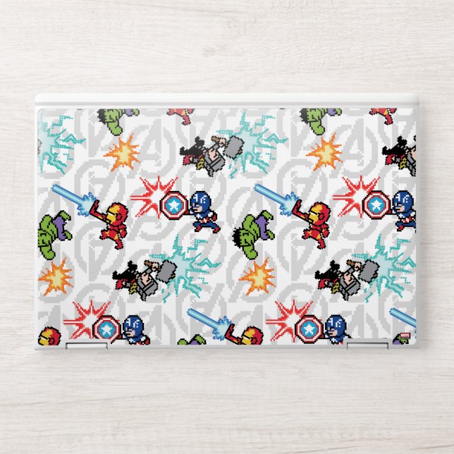 8Bit Avengers Attack HP Laptop Skin (Front)