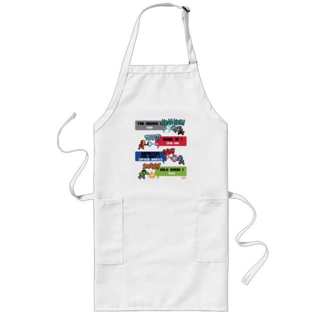 8Bit Avengers Attack Long Apron (Front)
