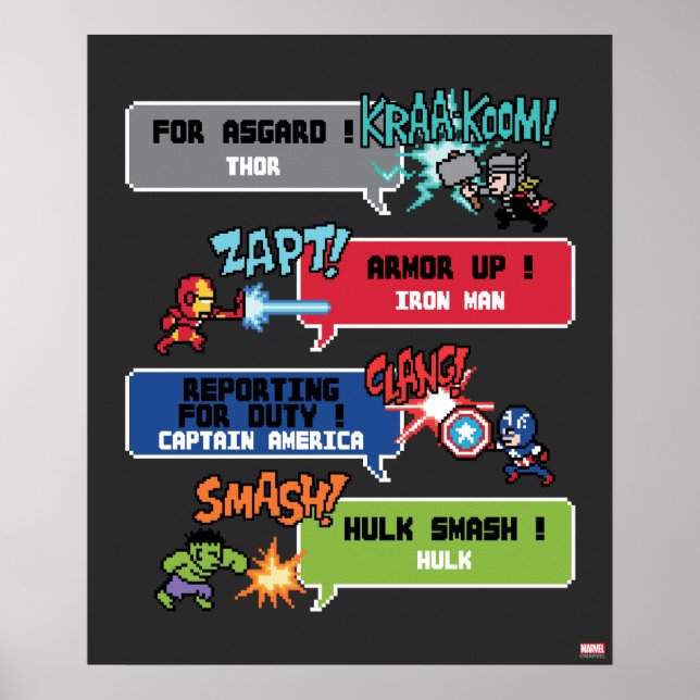 8Bit Avengers Attack Poster (Front)