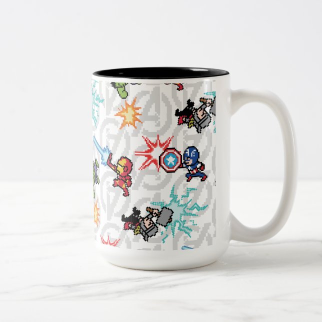 8Bit Avengers Attack Two-Tone Coffee Mug (Right)