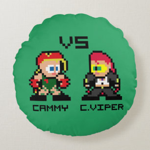 8bit Cammy VS C.Viper Round Pillow