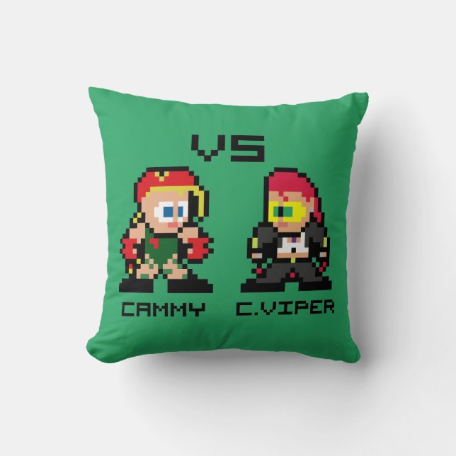 8bit Cammy VS C.Viper Throw Pillow (Front)