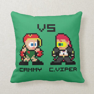 8bit Cammy VS C.Viper Throw Pillow
