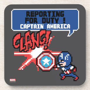 8Bit Captain America Attack - Reporting For Duty! Beverage Coaster