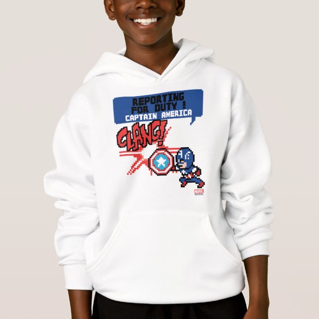 8Bit Captain America Attack - Reporting For Duty! Hoodie (Front)