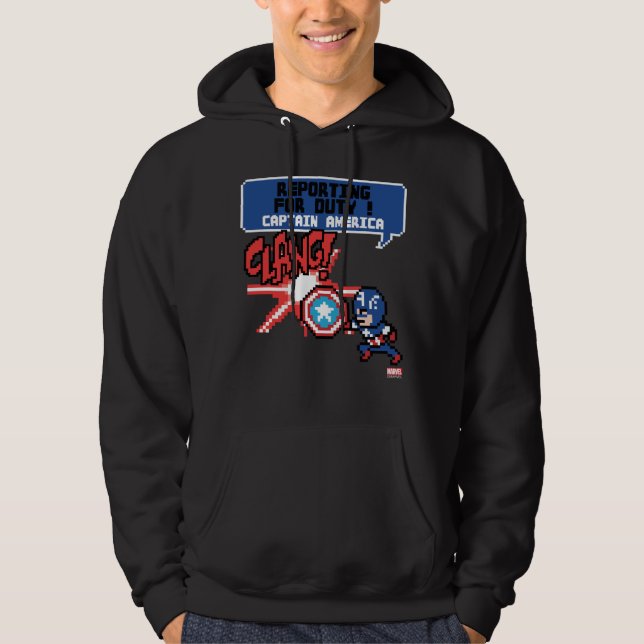 8Bit Captain America Attack - Reporting For Duty! Hoodie (Front)