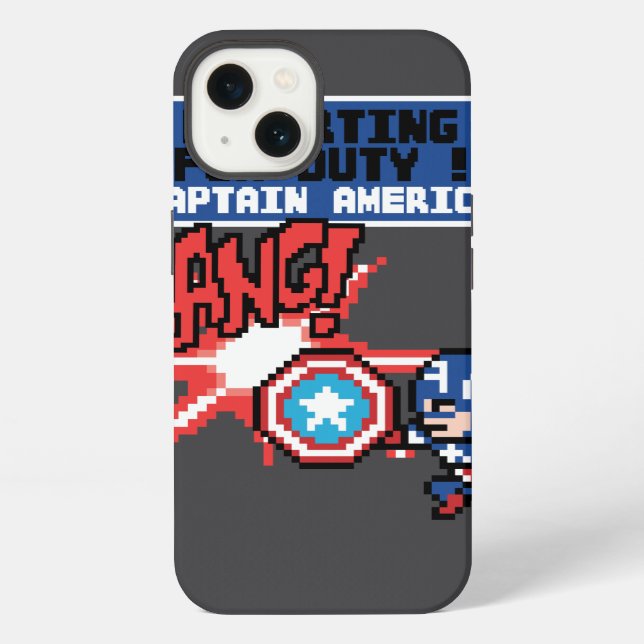 8Bit Captain America Attack - Reporting For Duty! Iphone Case (Back)
