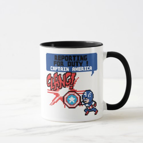 8Bit Captain America Attack _ Reporting For Duty Mug