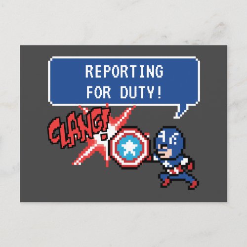 8Bit Captain America Attack _ Reporting For Duty Postcard