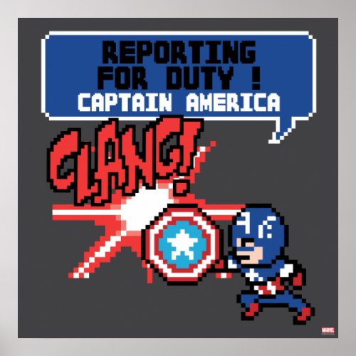 8Bit Captain America Attack _ Reporting For Duty Poster