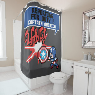 8Bit Captain America Attack - Reporting For Duty! Shower Curtain