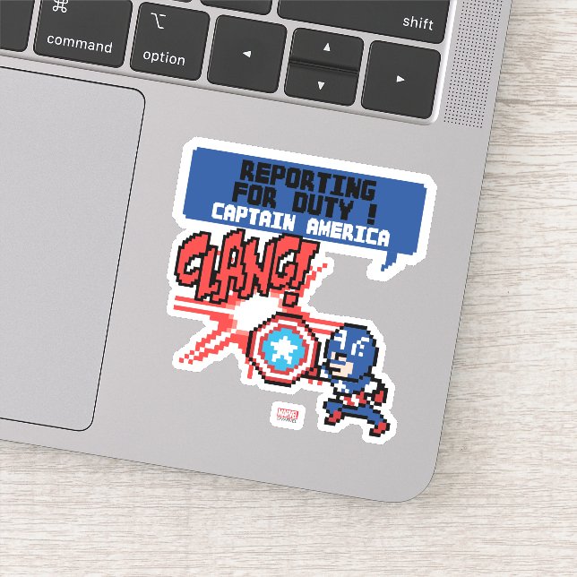 8Bit Captain America Attack - Reporting For Duty! Sticker (Detail)