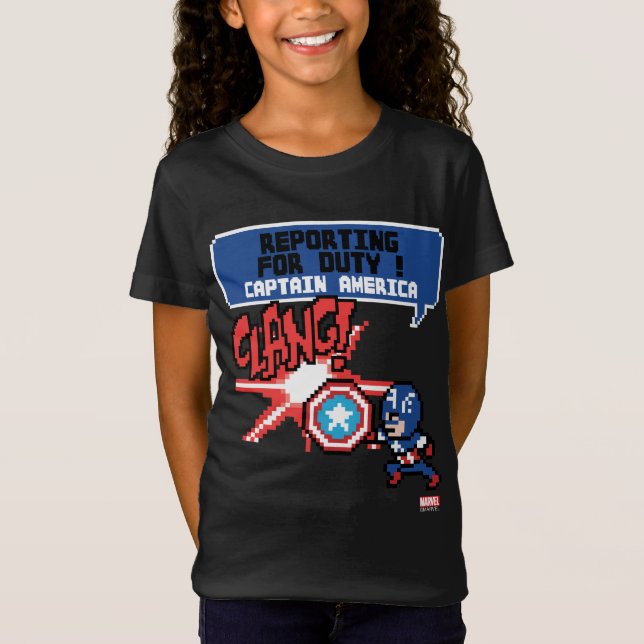 8Bit Captain America Attack - Reporting For Duty! T-Shirt (Front)