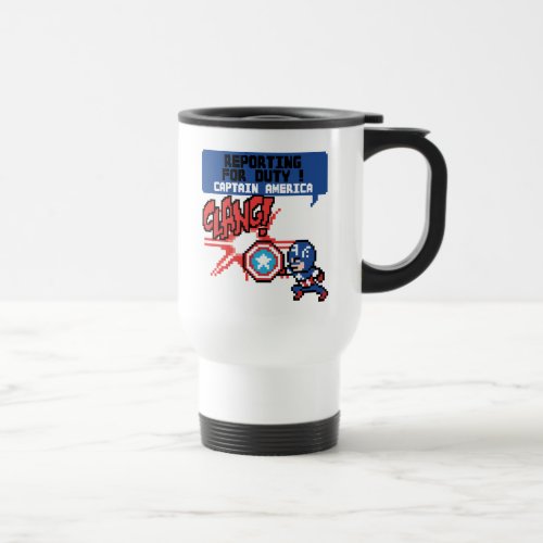 8Bit Captain America Attack _ Reporting For Duty Travel Mug