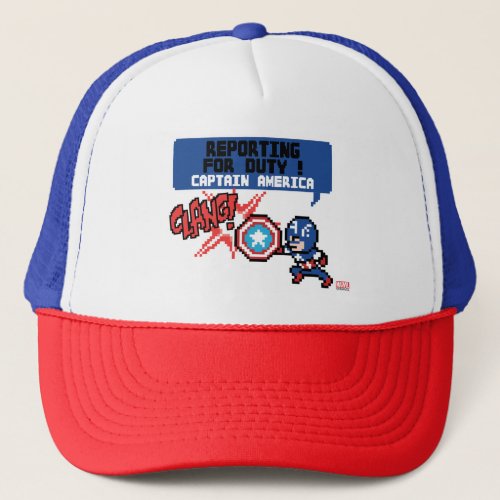 8Bit Captain America Attack _ Reporting For Duty Trucker Hat