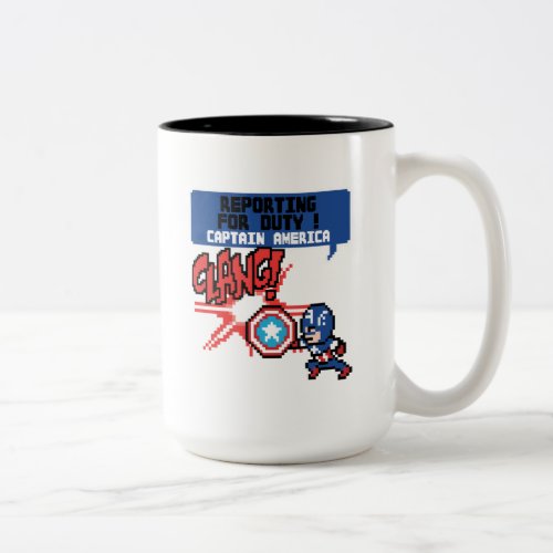 8Bit Captain America Attack _ Reporting For Duty Two_Tone Coffee Mug