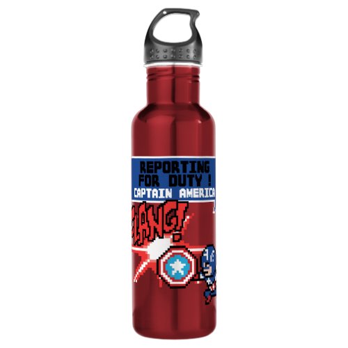 8Bit Captain America Attack _ Reporting For Duty Water Bottle