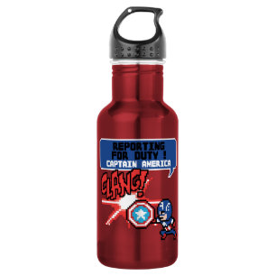 8Bit Captain America Attack - Reporting For Duty! Water Bottle
