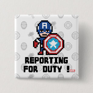 8Bit Captain America - Reporting For Duty! Button