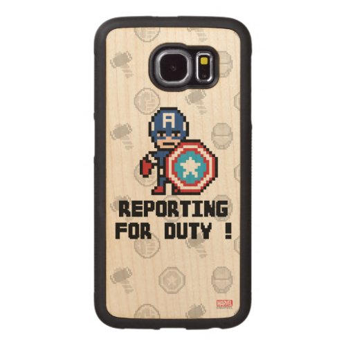8Bit Captain America _ Reporting For Duty Carved Wood Samsung Galaxy S6 Case