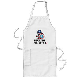 8Bit Captain America - Reporting For Duty! Long Apron