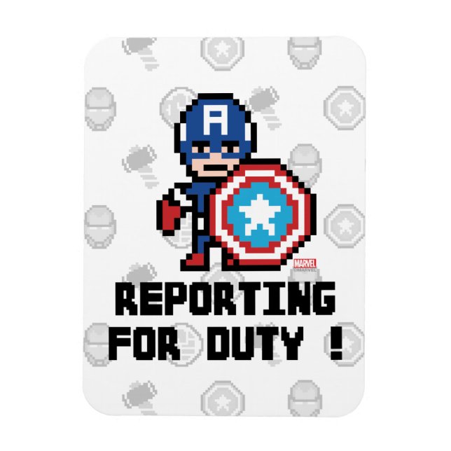 8Bit Captain America - Reporting For Duty! Magnet (Vertical)