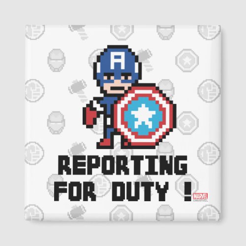 8Bit Captain America _ Reporting For Duty Magnet