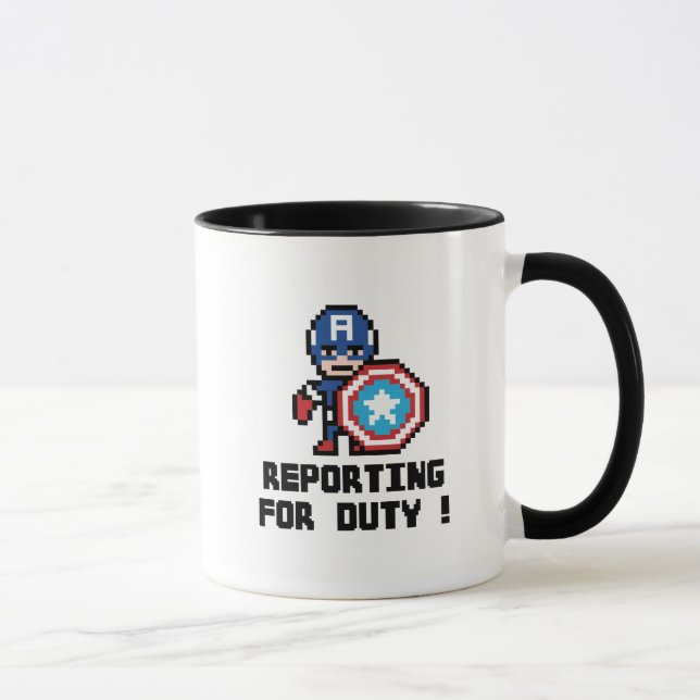 8Bit Captain America - Reporting For Duty! Mug (Right)