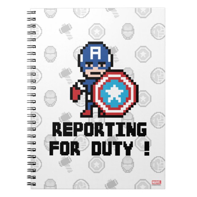 8Bit Captain America - Reporting For Duty! Notebook (Front)