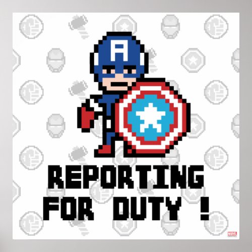 8Bit Captain America _ Reporting For Duty Poster