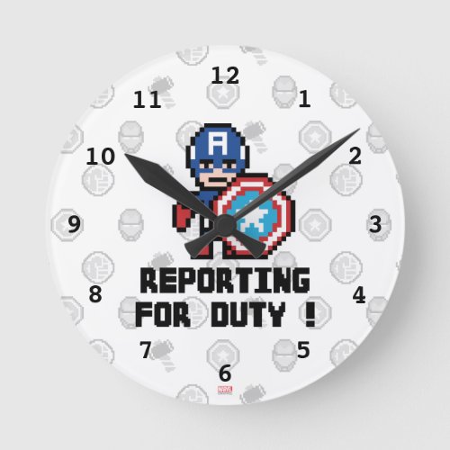 8Bit Captain America _ Reporting For Duty Round Clock