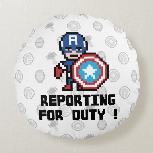 8Bit Captain America _ Reporting For Duty Round Pillow