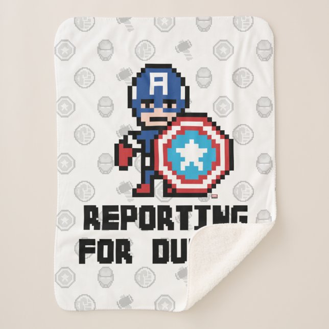 8Bit Captain America - Reporting For Duty! Sherpa Blanket (Front)