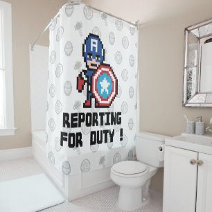 8Bit Captain America - Reporting For Duty! Shower Curtain