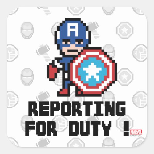 8Bit Captain America _ Reporting For Duty Square Sticker