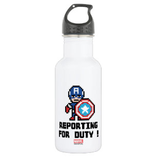8Bit Captain America - Reporting For Duty! Stainless Steel Water Bottle
