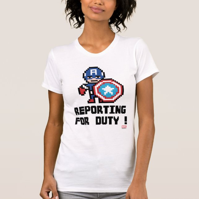 8Bit Captain America - Reporting For Duty! T-Shirt (Front)