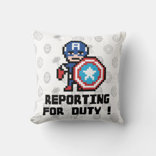 8Bit Captain America - Reporting For Duty! Throw Pillow