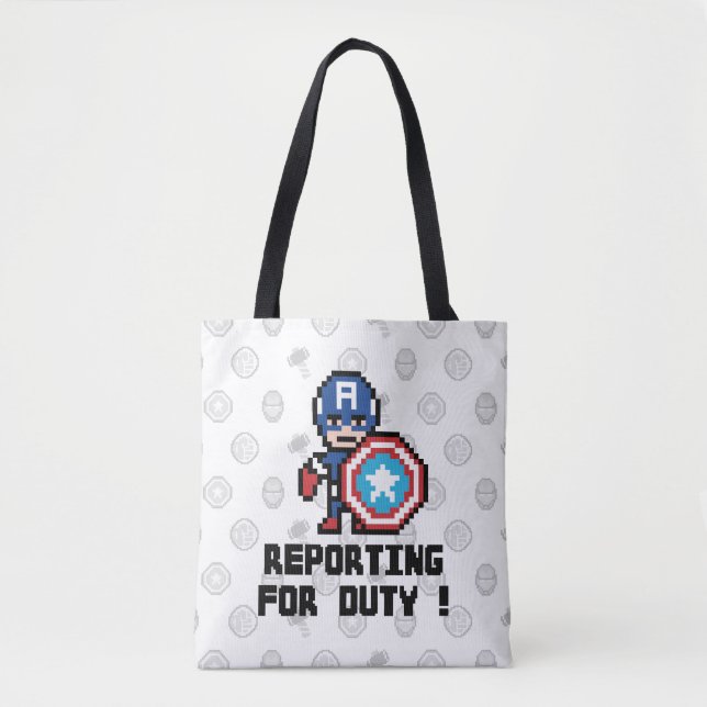 8Bit Captain America - Reporting For Duty! Tote Bag (Front)