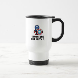 8Bit Captain America - Reporting For Duty! Travel Mug