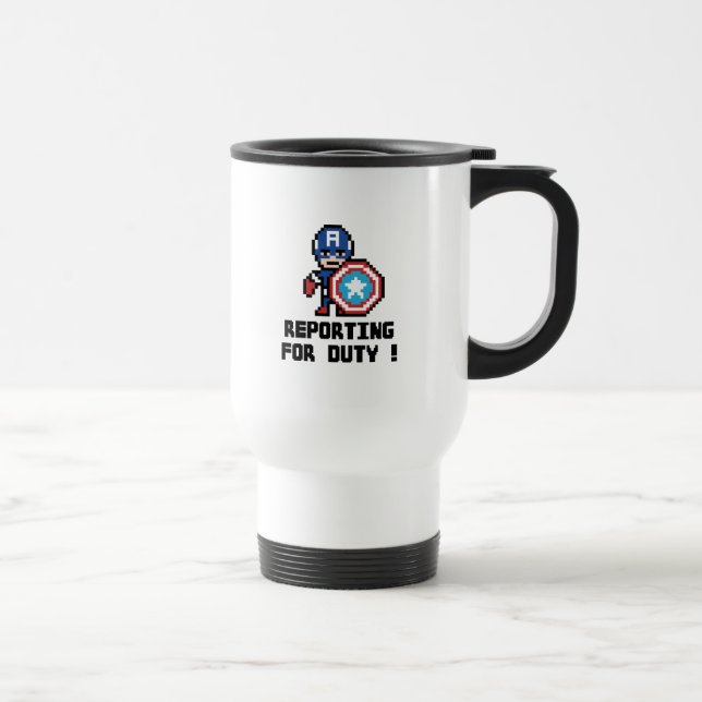 8Bit Captain America - Reporting For Duty! Travel Mug (Right)