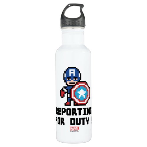 8Bit Captain America _ Reporting For Duty Water Bottle