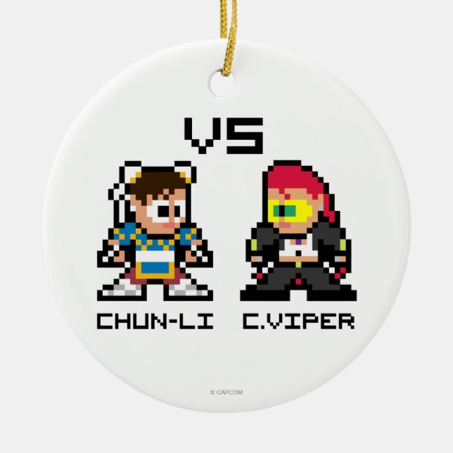8bit Chun-Li VS C.Viper Ceramic Ornament (Front)