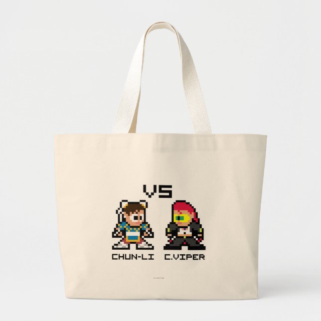 8bit Chun-Li VS C.Viper Large Tote Bag (Front)