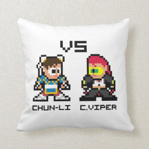 8bit Chun-Li VS C.Viper Throw Pillow
